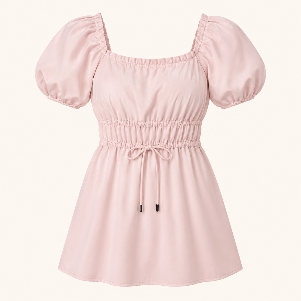 LDT Alex Michael Toccin Blush Pink Puff Sleeve Mini Dress Size 6 Barbiecore NWT